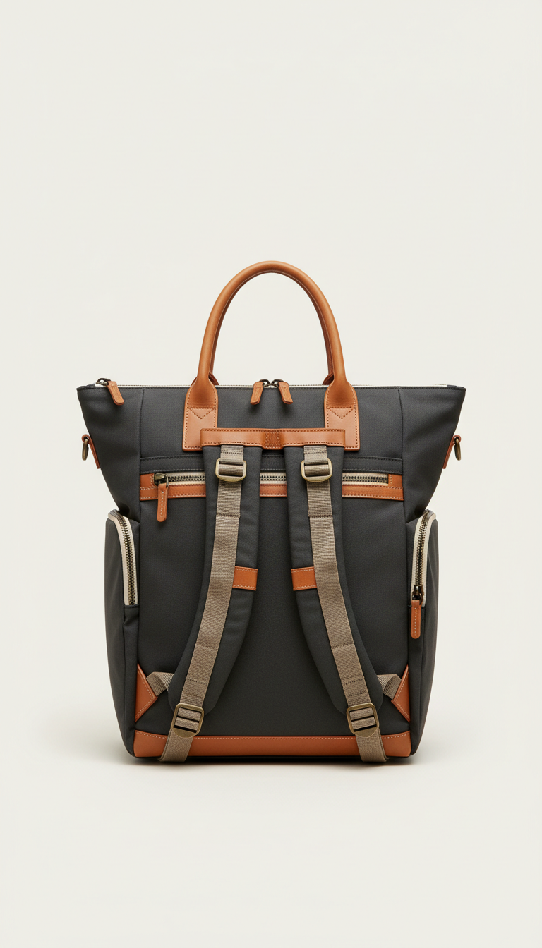 Convertible tote-backpack with quick-access pocket