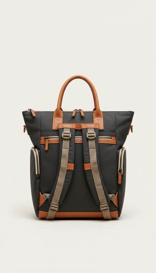 Convertible tote-backpack with quick-access pocket