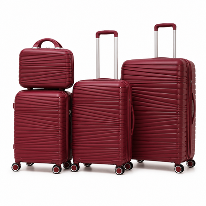 Meridian burgundy four-piece hardside luggage set with vanity case